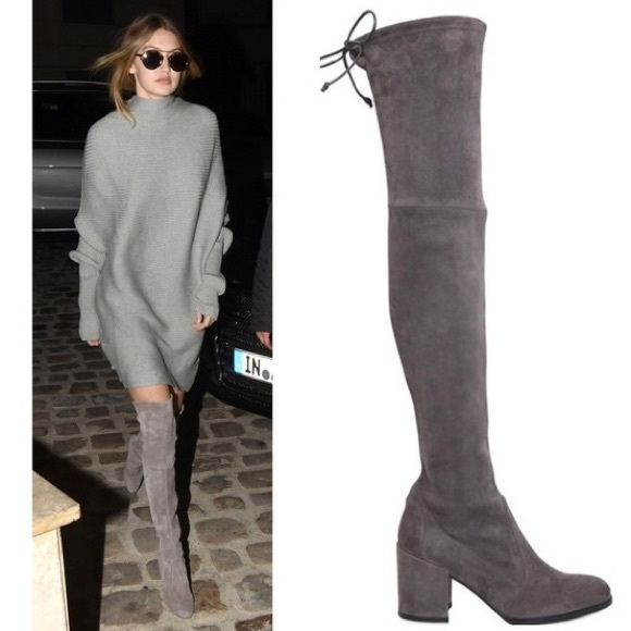 Stuart Weitzman Gray Over the Knee Boots - Picture 1 of 9